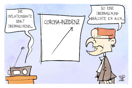 Cartoon: Inflation und Corona (medium) by Kostas Koufogiorgos tagged karikatur,koufogiorgos,inflation,corona,inzidenz,lauterbach,überraschung,karikatur,koufogiorgos,inflation,corona,inzidenz,lauterbach,überraschung