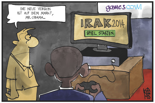 Cartoon: Irak-Krieg (medium) by Kostas Koufogiorgos tagged karikatur,koufogiorgos,illustration,cartoon,irak,obama,gamescom,spiel,videospiel,computer,usa,politik,karikatur,koufogiorgos,illustration,cartoon,irak,obama,gamescom,spiel,videospiel,computer,usa,politik