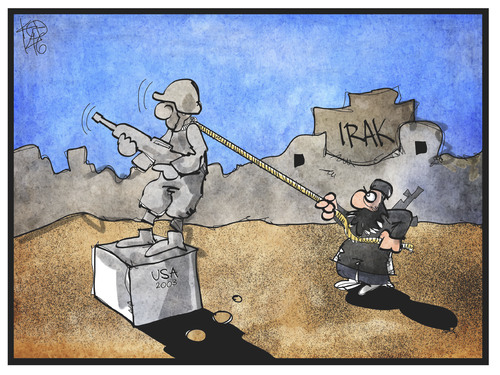 Cartoon: Irak (medium) by Kostas Koufogiorgos tagged karikatur,koufogiorgos,cartoon,illustration,irak,usa,denkmal,sturz,isis,terrorismus,nahost,politik,karikatur,koufogiorgos,cartoon,illustration,irak,usa,denkmal,sturz,isis,terrorismus,nahost,politik