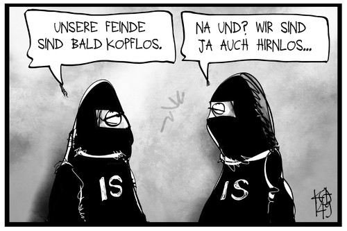 Cartoon: IS-Terror (medium) by Kostas Koufogiorgos tagged karikatur,koufogiorgos,illustration,cartoon,is,terroristen,terrorismus,islamismus,enthaupten,kopflos,hirnlos,politik,feinde,vermummt,karikatur,koufogiorgos,illustration,cartoon,is,terroristen,terrorismus,islamismus,enthaupten,kopflos,hirnlos,politik,feinde,vermummt