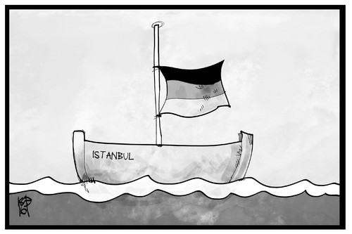 Cartoon: Istanbul (medium) by Kostas Koufogiorgos tagged karikatur,koufogiorgos,illustration,cartoon,istanbul,schiff,flagge,halbmast,tuerkei,deutschland,terrorismus,terroranschlag,karikatur,koufogiorgos,illustration,cartoon,istanbul,schiff,flagge,halbmast,tuerkei,deutschland,terrorismus,terroranschlag