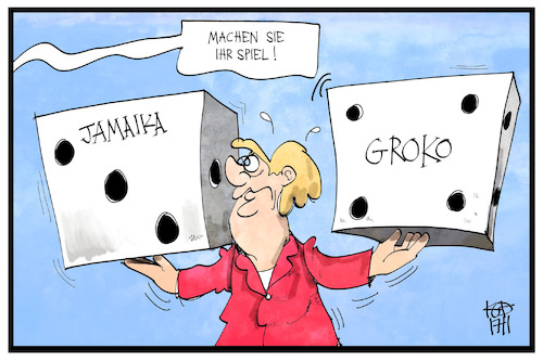 Cartoon: Jamaika oder Groko (medium) by Kostas Koufogiorgos tagged karikatur,koufogiorgos,illustration,cartoon,jamaika,groko,spiel,würfel,regierung,merkel,koalition,politik,demokratie,regierungsbildung,karikatur,koufogiorgos,illustration,cartoon,jamaika,groko,spiel,würfel,regierung,merkel,koalition,politik,demokratie,regierungsbildung