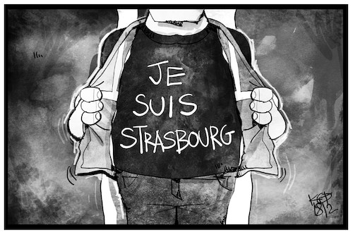 Cartoon: Je suis Strasbourg (medium) by Kostas Koufogiorgos tagged karikatur,koufogiorgos,illustration,cartoon,strassburg,gelbweste,frankreich,terrorismus,islamismus,solidaritaet,karikatur,koufogiorgos,illustration,cartoon,strassburg,gelbweste,frankreich,terrorismus,islamismus,solidaritaet