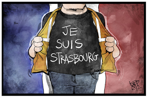 Cartoon: Je suis Strasbourg (medium) by Kostas Koufogiorgos tagged karikatur,koufogiorgos,illustration,cartoon,strassburg,gelbweste,frankreich,terrorismus,islamismus,solidaritaet,karikatur,koufogiorgos,illustration,cartoon,strassburg,gelbweste,frankreich,terrorismus,islamismus,solidaritaet