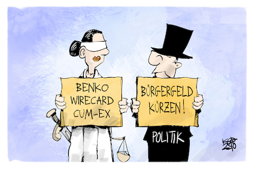 Cartoon: Justitia vs. Politiker (medium) by Kostas Koufogiorgos tagged karikatur,koufogiorgos,signa,benko,justitia,politik,bürgergeld,streichen,bestrafen,karikatur,koufogiorgos,signa,benko,justitia,politik,bürgergeld,streichen,bestrafen