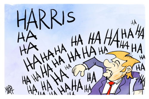Cartoon: Kamala Harris (medium) by Kostas Koufogiorgos tagged karikatur,koufogiorgos,kamala,harris,trump,lachen,karikatur,koufogiorgos,kamala,harris,trump,lachen