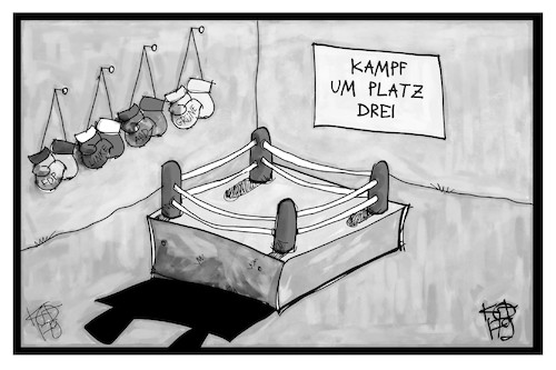 Cartoon: Kampf um Platz 3 (medium) by Kostas Koufogiorgos tagged karikatur,koufogiorgos,illustration,cartoon,bundestagswahl,wahlkampf,drei,platz,boxen,partei,linke,fdp,afd,gruene,politik,demokratie,karikatur,koufogiorgos,illustration,cartoon,bundestagswahl,wahlkampf,drei,platz,boxen,partei,linke,fdp,afd,gruene,politik,demokratie