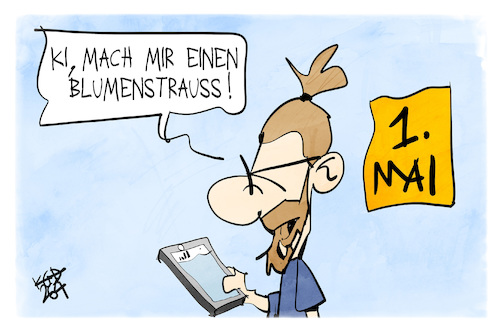 Cartoon: KI am 1. Mai (medium) by Kostas Koufogiorgos tagged karikatur,koufogiorgos,ki,arbeit,mai,karikatur,koufogiorgos,ki,arbeit,mai