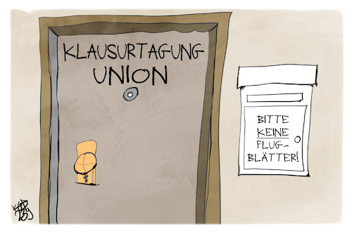 Cartoon: Klausurtagung Union (medium) by Kostas Koufogiorgos tagged karikatur,koufogiorgos,klausur,union,cdu,csu,flugblatt,karikatur,koufogiorgos,klausur,union,cdu,csu,flugblatt