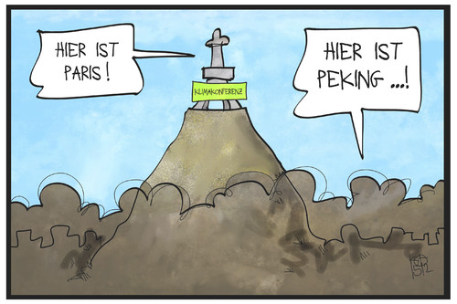 Cartoon: Klimagipfel (medium) by Kostas Koufogiorgos tagged karikatur,koufogiorgos,illustration,cartoon,klimagipfel,gipfel,berg,paris,eiffelturm,peking,smog,feinstaub,umweltverschmutzung,luft,umweltschutz,karikatur,koufogiorgos,illustration,cartoon,klimagipfel,gipfel,berg,paris,eiffelturm,peking,smog,feinstaub,umweltverschmutzung,luft,umweltschutz