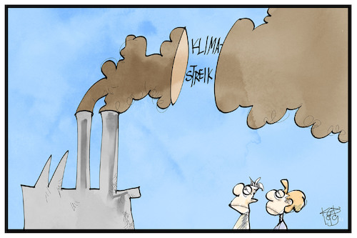 Cartoon: Klimastreik (medium) by Kostas Koufogiorgos tagged karikatur,koufogiorgos,illustration,cartoon,klima,klimastreik,fabrik,industrie,abgas,umweltschutz,karikatur,koufogiorgos,illustration,cartoon,klima,klimastreik,fabrik,industrie,abgas,umweltschutz