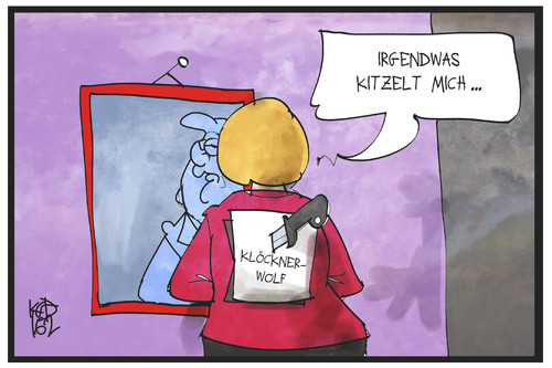 Cartoon: Klöckner-Wolf-Papier (medium) by Kostas Koufogiorgos tagged karikatur,koufogiorgos,illustration,cartoon,kloeckner,wolf,merkel,brutus,mord,messer,rücken,papier,bundeskanzlerin,politik,flüchtlingspolitik,wahlkampf,karikatur,koufogiorgos,illustration,cartoon,kloeckner,wolf,merkel,brutus,mord,messer,rücken,papier,bundeskanzlerin,politik,flüchtlingspolitik,wahlkampf