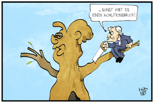 Cartoon: Koalitionsbruch (medium) by Kostas Koufogiorgos tagged karikatur,koufogiorgos,illustration,cartoon,koalitionsbruch,ast,sägen,baum,merkel,unionsstreit,cdu,csu,seehofer,groko,regierung,karikatur,koufogiorgos,illustration,cartoon,koalitionsbruch,ast,sägen,baum,merkel,unionsstreit,cdu,csu,seehofer,groko,regierung