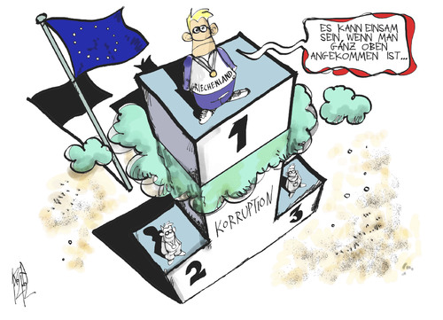 Cartoon: Korruptionsindex (medium) by Kostas Koufogiorgos tagged korruption,index,transparency,international,griechenland,sieger,siegerehrung,europa,karikatur,kostas,koufogiorgos,korruption,index,transparency,international,griechenland,sieger,siegerehrung,europa,karikatur,kostas,koufogiorgos