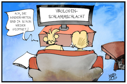 Cartoon: Krieg der Virologen (medium) by Kostas Koufogiorgos tagged karikatur,koufogiorgos,illustration,cartoon,virologen,streit,krieg,kindergarten,fernsehen,zuschauer,corona,pandemie,wissenschaft,medizin,karikatur,koufogiorgos,illustration,cartoon,virologen,streit,krieg,kindergarten,fernsehen,zuschauer,corona,pandemie,wissenschaft,medizin