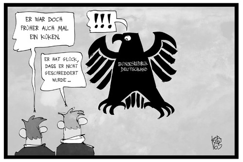 Cartoon: Küken schreddern (medium) by Kostas Koufogiorgos tagged karikatur,koufogiorgos,illustration,cartoon,kueken,schreddern,adler,landwirtschaft,tier,tierschutz,vogel,schmidt,landwirtschaftsminister,karikatur,koufogiorgos,illustration,cartoon,kueken,schreddern,adler,landwirtschaft,tier,tierschutz,vogel,schmidt,landwirtschaftsminister