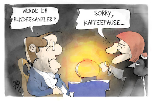 Cartoon: Laschets Zukunft (medium) by Kostas Koufogiorgos tagged karikatur,koufogiorgos,illustration,cartoon,laschet,zukunft,hellseherin,wahrsagerin,cdu,kaffeepause,karikatur,koufogiorgos,illustration,cartoon,laschet,zukunft,hellseherin,wahrsagerin,cdu,kaffeepause