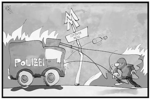 Cartoon: Leipziger Mess (medium) by Kostas Koufogiorgos tagged karikatur,koufogiorgos,illustration,cartoon,leipzig,silvester,krawall,ausschreitungen,polizei,wasserwerfer,randale,messe,mess,karikatur,koufogiorgos,illustration,cartoon,leipzig,silvester,krawall,ausschreitungen,polizei,wasserwerfer,randale,messe,mess