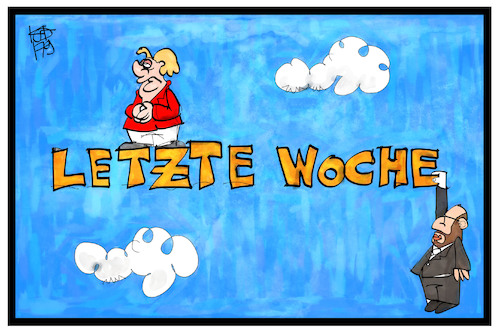 Cartoon: Letzte Woche (medium) by Kostas Koufogiorgos tagged karikatur,koufogiorgos,illustration,cartoon,bundestagswahl,merkel,schulz,kanzlerkandidat,hängepartie,wahl,endspurt,demokratie,politik,karikatur,koufogiorgos,illustration,cartoon,bundestagswahl,merkel,schulz,kanzlerkandidat,hängepartie,wahl,endspurt,demokratie,politik