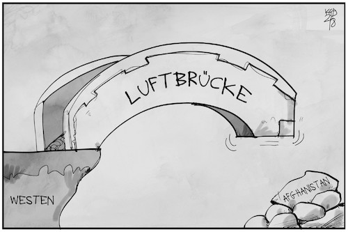 Cartoon: Luftbrücke (medium) by Kostas Koufogiorgos tagged karikatur,koufogiorgos,illustration,cartoon,luftbrücke,afghanistan,trümmer,deutschland,evakuierung,karikatur,koufogiorgos,illustration,cartoon,luftbrücke,afghanistan,trümmer,deutschland,evakuierung