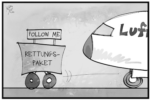 Cartoon: Lufthansa-Rettung (medium) by Kostas Koufogiorgos tagged karikatur,koufogiorgos,illustration,cartoon,lufthansa,rettungspaket,hilfspaket,wirtschaft,followme,airline,geld,hilfe,karikatur,koufogiorgos,illustration,cartoon,lufthansa,rettungspaket,hilfspaket,wirtschaft,followme,airline,geld,hilfe