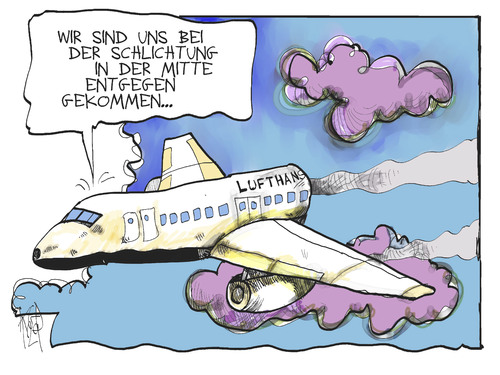 Cartoon: Lufthansa-Schlichtung (medium) by Kostas Koufogiorgos tagged ufo,lufthansa,schlichtung,flugzeug,streik,arbeit,gewerkschaft,geld,karikatur,kostas,koufogiorgos,ufo,lufthansa,schlichtung,flugzeug,streik,arbeit,gewerkschaft,geld,karikatur,kostas,koufogiorgos