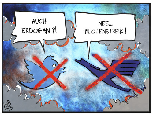 Cartoon: Lufthansa und Twitter (medium) by Kostas Koufogiorgos tagged koufogiorgos,illustration,cartoon,karikatur,twitter,kranich,vogel,lufthansa,streik,pilot,zensur,arbeitskampf,arbeit,social,network,soziale,netzwerke,internet,türkei,erdogan,koufogiorgos,illustration,cartoon,karikatur,twitter,kranich,vogel,lufthansa,streik,pilot,zensur,arbeitskampf,arbeit,social,network,soziale,netzwerke,internet,türkei,erdogan