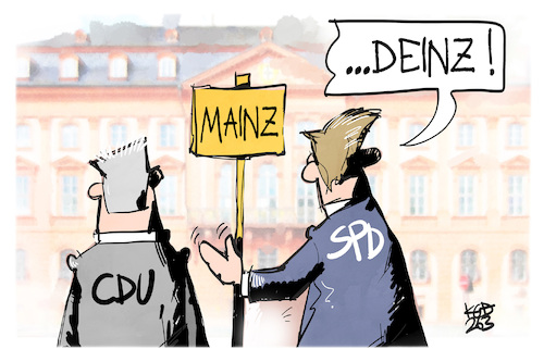 Cartoon: Machtwechsel in Mainz (medium) by Kostas Koufogiorgos tagged karikatur,koufogiorgos,schnieder,cdu,rheinland,pfalz,karikatur,koufogiorgos,schnieder,cdu,rheinland,pfalz
