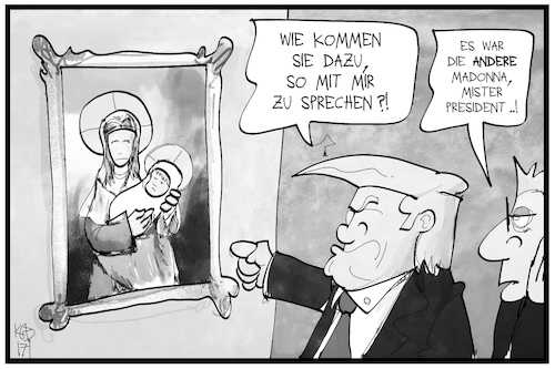 Cartoon: Madonna vs. Trump (medium) by Kostas Koufogiorgos tagged karikatur,koufogiorgos,cartoon,madonna,popstar,musik,trump,präsident,ikone,heilig,beleidigung,verwechslung,womens,march,protest,demonstration,karikatur,koufogiorgos,cartoon,madonna,popstar,musik,trump,präsident,ikone,heilig,beleidigung,verwechslung,womens,march,protest,demonstration