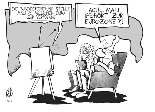 Cartoon: Mali (medium) by Kostas Koufogiorgos tagged mali,geberkonferenz,michel,euro,zone,geld,krieg,einsatz,terrorismus,bundeswehr,afrika,karikatur,kostas,koufogiorgos,mali,geberkonferenz,michel,euro,zone,geld,krieg,einsatz,terrorismus,bundeswehr,afrika,karikatur,kostas,koufogiorgos