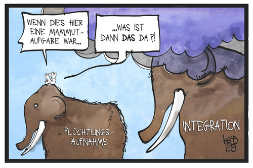 Cartoon: Mammutaufgabe Integration (medium) by Kostas Koufogiorgos tagged karikatur,koufogiorgos,illustration,cartoon,mammut,mammutaufgabe,integration,flüchtlingskrise,flüchtlinge,berg,politik,aufnahme,karikatur,koufogiorgos,illustration,cartoon,mammut,mammutaufgabe,integration,flüchtlingskrise,flüchtlinge,berg,politik,aufnahme