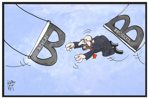 Cartoon: Martin Schulz (medium) by Kostas Koufogiorgos tagged karikatur,koufogiorgos,illustration,cartoon,brüssel,berlin,martin,schulz,trapez,sprung,wechsel,politik,karikatur,koufogiorgos,illustration,cartoon,brüssel,berlin,martin,schulz,trapez,sprung,wechsel,politik