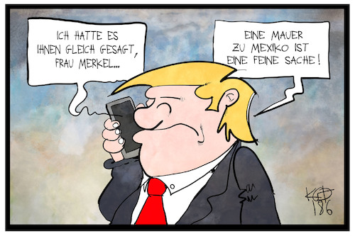 Cartoon: Mauer zu Mexiko (medium) by Kostas Koufogiorgos tagged karikatur,koufogiorgos,illustration,cartoon,germex,fussball,sport,mexiko,mauer,trump,telefon,anruf,tipp,ratschlag,karikatur,koufogiorgos,illustration,cartoon,germex,fussball,sport,mexiko,mauer,trump,telefon,anruf,tipp,ratschlag