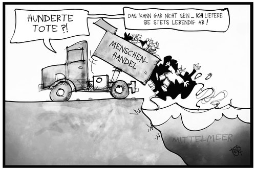 Cartoon: Menschenhandel (medium) by Kostas Koufogiorgos tagged karikatur,koufogiorgos,illustration,cartoon,menschenhandel,schmuggel,mittelmeer,flüchtlinge,skrupellosigkeit,opfer,tote,flüchtlingskatastrophe,menschenhändler,afrika,europa,karikatur,koufogiorgos,illustration,cartoon,menschenhandel,schmuggel,mittelmeer,flüchtlinge,skrupellosigkeit,opfer,tote,flüchtlingskatastrophe,menschenhändler,afrika,europa