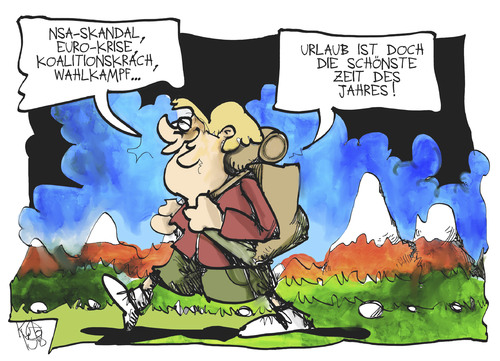 Cartoon: Merkel im Urlaub (medium) by Kostas Koufogiorgos tagged nsa,merkel,affäre,skandal,euro,krise,wahlkampf,urlaub,südtirol,karikatur,koufogiorgos,nsa,merkel,affäre,skandal,euro,krise,wahlkampf,urlaub,südtirol,karikatur,koufogiorgos