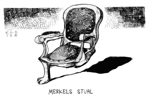 Cartoon: Merkels Stuhl (medium) by Kostas Koufogiorgos tagged karikatur,koufogiorgos,illustration,cartoon,merkel,stuhl,stuhlbein,politik,bundeskanzlerin,karikatur,koufogiorgos,illustration,cartoon,merkel,stuhl,stuhlbein,politik,bundeskanzlerin