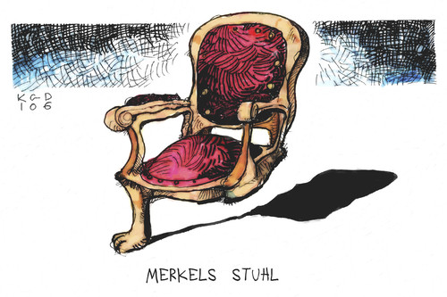 Cartoon: Merkels Stuhl (medium) by Kostas Koufogiorgos tagged karikatur,koufogiorgos,illustration,cartoon,merkel,stuhl,stuhlbein,politik,bundeskanzlerin,karikatur,koufogiorgos,illustration,cartoon,merkel,stuhl,stuhlbein,politik,bundeskanzlerin