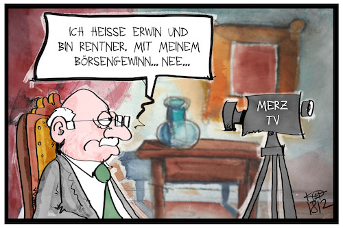 Cartoon: Merz-Rentenkonzept (medium) by Kostas Koufogiorgos tagged karikatur,koufogiorgos,illustration,cartoon,rente,börse,merz,loriot,lindemann,geld,karikatur,koufogiorgos,illustration,cartoon,rente,börse,merz,loriot,lindemann,geld