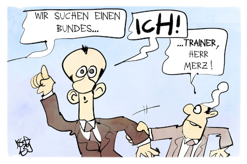 Cartoon: Merz bewirbt sich (medium) by Kostas Koufogiorgos tagged karikatur,koufogiorgos,bundestrainer,fußball,merz,kanzler,bewerbung,karikatur,koufogiorgos,bundestrainer,fußball,merz,kanzler,bewerbung