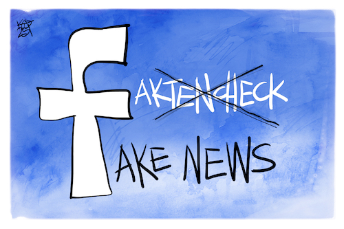 Cartoon: Meta (medium) by Kostas Koufogiorgos tagged karikatur,koufogiorgos,zuckerberg,meta,facebook,faktencheck,karikatur,koufogiorgos,zuckerberg,meta,facebook,faktencheck