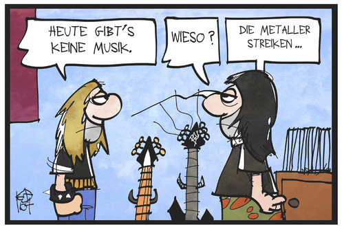 Cartoon: Metaller-Streik (medium) by Kostas Koufogiorgos tagged karikatur,koufogiorgos,illustration,cartoon,metaller,metalhead,musiker,heavy,metal,musik,gewerkschaft,ig,metall,streik,arbeitskampf,tarifstreit,karikatur,koufogiorgos,illustration,cartoon,metaller,metalhead,musiker,heavy,metal,musik,gewerkschaft,ig,metall,streik,arbeitskampf,tarifstreit