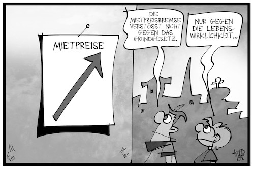 Cartoon: Mietpreisbremse (medium) by Kostas Koufogiorgos tagged karikatur,koufogiorgos,illustration,cartoon,mietpreis,bremse,miete,wucher,immobilien,wohnen,grundgesetz,urteil,karikatur,koufogiorgos,illustration,cartoon,mietpreis,bremse,miete,wucher,immobilien,wohnen,grundgesetz,urteil