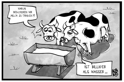 Cartoon: Milchpreise (medium) by Kostas Koufogiorgos tagged karikatur,koufogiorgos,illustration,cartoon,milch,milchschwemme,kuh,vieh,markt,preis,wasser,landwirtschaft,milchwirtschaft,tier,karikatur,koufogiorgos,illustration,cartoon,milch,milchschwemme,kuh,vieh,markt,preis,wasser,landwirtschaft,milchwirtschaft,tier