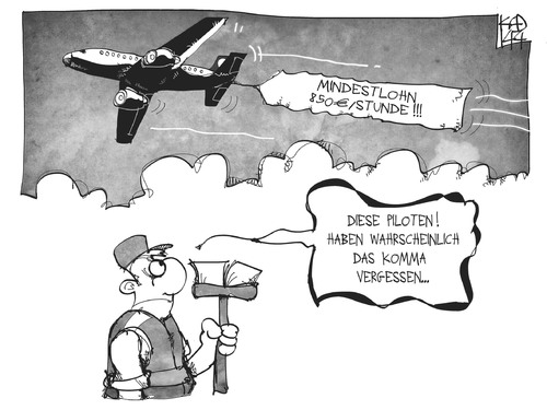 Cartoon: Mindestlohn (medium) by Kostas Koufogiorgos tagged karikatur,koufogiorgos,illustration,cartoon,mindestlohn,geld,lohn,gehalt,piloten,flugzeug,arbeit,streik,niedriglohn,politik,karikatur,koufogiorgos,illustration,cartoon,mindestlohn,geld,lohn,gehalt,piloten,flugzeug,arbeit,streik,niedriglohn,politik