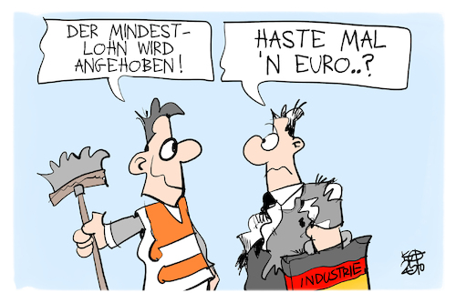 Cartoon: Mindestlohn (medium) by Kostas Koufogiorgos tagged karikatur,koufogiorgos,mindestlohn,industrie,bettler,arbeit,schnorrer,karikatur,koufogiorgos,mindestlohn,industrie,bettler,arbeit,schnorrer