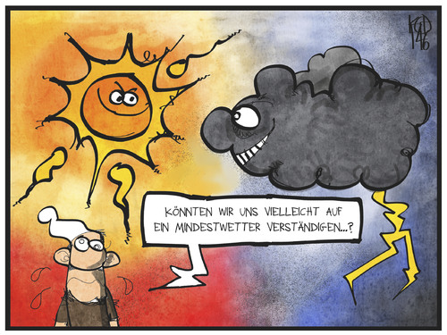 Cartoon: Mindestwetter (medium) by Kostas Koufogiorgos tagged karikatur,koufogiorgos,cartoon,illustration,wetter,unwetter,sonne,wolke,wind,sturm,michel,folter,klima,mindestwetter,hitze,karikatur,koufogiorgos,cartoon,illustration,wetter,unwetter,sonne,wolke,wind,sturm,michel,folter,klima,mindestwetter,hitze