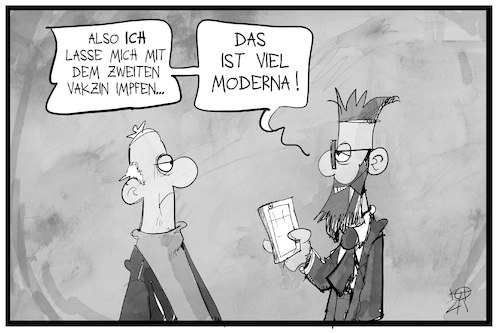 Cartoon: Moderna-Vakzin (medium) by Kostas Koufogiorgos tagged karikatur,koufogiorgos,cartoon,illustration,impfstoff,moderna,modern,corona,impfung,pandemie,karikatur,koufogiorgos,cartoon,illustration,impfstoff,moderna,modern,corona,impfung,pandemie