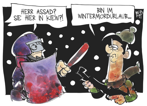 Cartoon: Assad in Kiew (medium) by Kostas Koufogiorgos tagged diktator,wintersport,sport,mord,gewalt,konflikt,polizei,assad,ukraine,koufogiorgos,cartoon,karikatur,illustration,illustration,karikatur,cartoon,koufogiorgos,ukraine,assad,polizei,konflikt,gewalt,mord,sport,wintersport,diktator