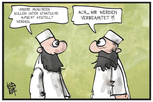 Cartoon: Moscheen-Aufsicht (medium) by Kostas Koufogiorgos tagged karikatur,koufogiorgos,illustration,cartoon,moschee,imam,islam,religion,beamter,aufsicht,staat,kontrolle,überwachung,integration,karikatur,koufogiorgos,illustration,cartoon,moschee,imam,islam,religion,beamter,aufsicht,staat,kontrolle,überwachung,integration