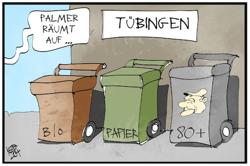 Cartoon: Mülltrennung in Tübingen (medium) by Kostas Koufogiorgos tagged karikatur,koufogiorgos,illustration,cartoon,tuebingen,palmer,müll,corona,pandemie,sozialdarwisnismus,auslese,selektion,karikatur,koufogiorgos,illustration,cartoon,tuebingen,palmer,müll,corona,pandemie,sozialdarwisnismus,auslese,selektion